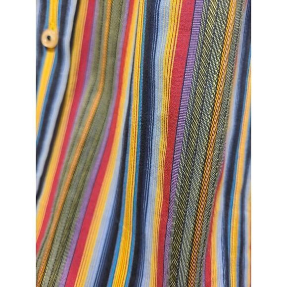 Robert Graham Mens Flip Cuff Shirt Green Red Blue Stripe DAISY Reverse Print | L - Picture 9 of 13